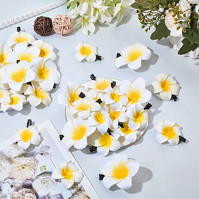 30Pcs 3 Styles Foam Artificial Frangipani Flower Aligator Hair Clips PHAR-SP0001-23B-1