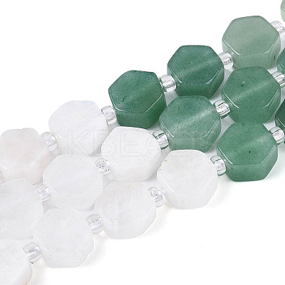 Natural Strawberry Quartz & Rainbow Moonstone & Green Aventurine Beads Strands G-T144-17B-02-1
