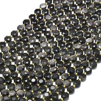 Natural Silver Obsidian Beads Strands G-C116-A55-02-1