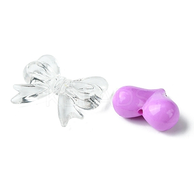 250Pcs 15 Styles Purple Opaque with Transparent Acrylic Beads with Strong Stretchy Beading Elastic Thread OACR-FS0001-61-1
