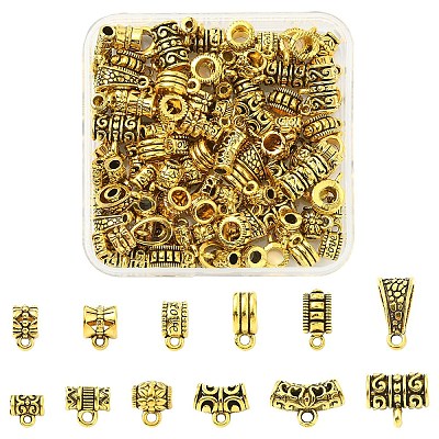 120Pcs 12 Styles Tibetan Style Alloy Tube Bails FIND-YW0007-32-1