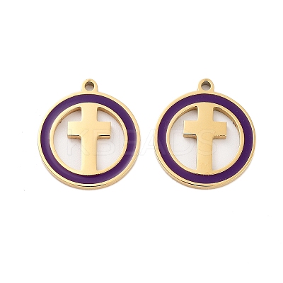 Ion Plating(IP) 304 Stainless Steel Enamel Pendants STAS-Z078-25G-1