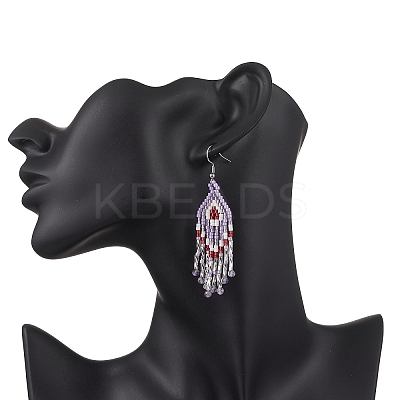 Natural Amethyst Rhombus Dangle Earrings EJEW-MZ00567-05-1