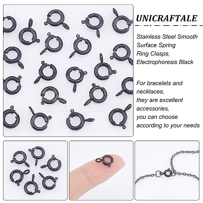 20Pcs 304 Stainless Steel Smooth Surface Spring Ring Clasps STAS-UN0040-96EB-1