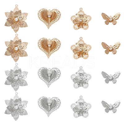 16Pcs 8 Style Brass Pendants KK-CA0002-47-1