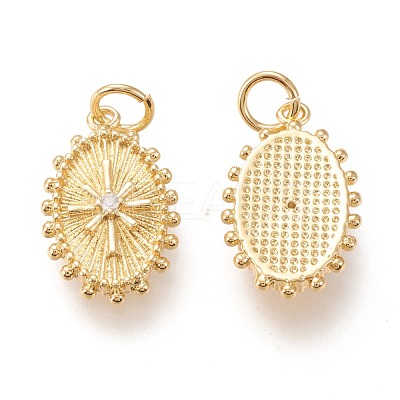 Brass Micro Pave Clear Cubic Zirconia Pendants ZIRC-I044-42G-1