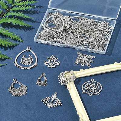 36Pcs 9 Styles Tibetan Style Alloy Chandelier Components Links TIBE-FS0003-24-1