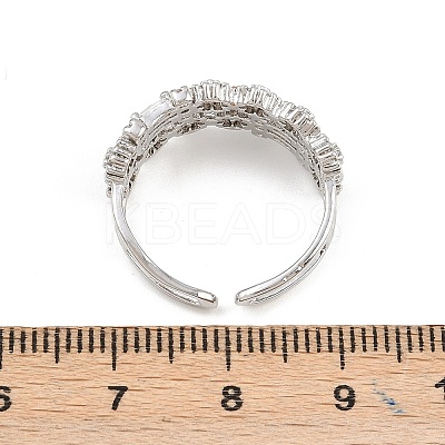 Brass Micro Pave Cubic Zirconia Cuff Rings for Women RJEW-Z113-50P-1