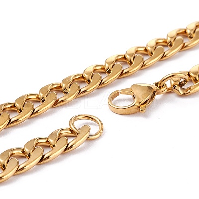 Men's PVD Vacuum Plating 304 Stainless Steel Cuban Link Chain Necklaces NJEW-I248-04G-1