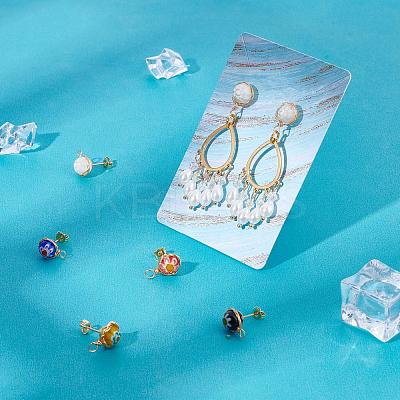 10 pairs 5 Colors Handmade Millefiori Lampwork Earring Stud Settings and Ear Nuts EJEW-UN0001-55-1