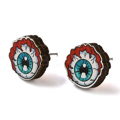 Wood Stud Earrings EJEW-Z054-02A-1