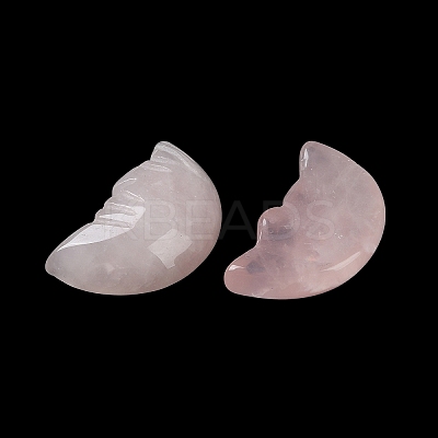Natural Rose Quartz Carved Healing Moon with Human Face Figurines G-B062-06E-1
