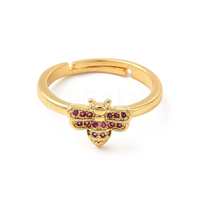 Cubic Zirconia Honeybee Adjustable Ring RJEW-D076-05G-1