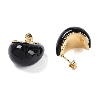 Teardrop Resin Stud Earrings EJEW-Z060-03G-02-1
