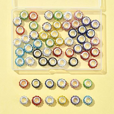 60Pcs 12 Colors Polymer Clay Rhinestone European Beads CPDL-FS0001-02-1