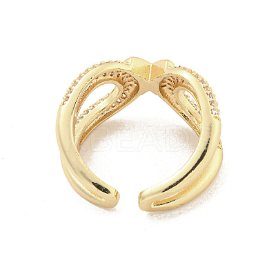 Brass Micro Pave Cubic Zirconia Cuff Rings RJEW-I103-057G-1