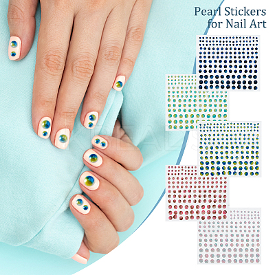 10 Sheets 5 Colors Self Adhesive Acrylic Faux Pearl stickers DIY-GA0004-51-1