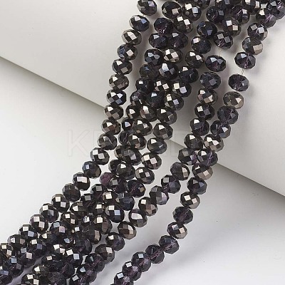Electroplate Transparent Glass Beads Strands EGLA-A034-T6mm-P-1