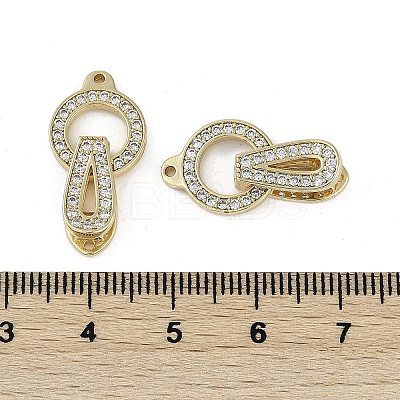 Brass Clear Cubic Zirconia Fold Over Clasps KK-Z078-09G-1