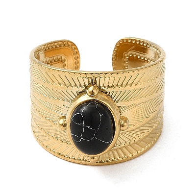 6Pcs 6 Style Crown & Teardrop & Heart 304 Stainless Steel Open Cuff Rings Set RJEW-P092-04G-M-1