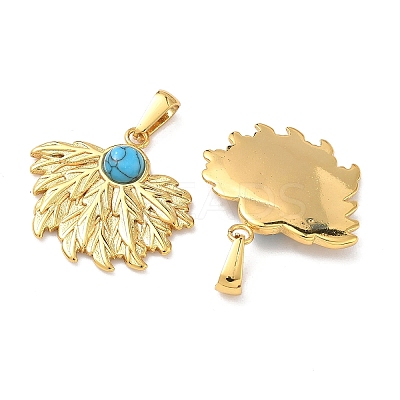 304 Stainless Steel with Synthetic Turquoise Pendants STAS-L309-21H-G-1
