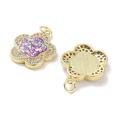 Brass Micro Pave Clear Cubic Zirconia Pendants KK-L213-001G-1