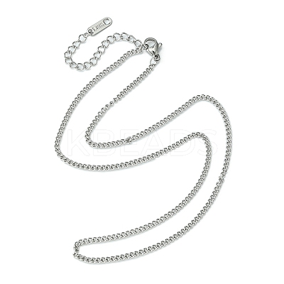 304 Stainless Steel Curb Chain Necklace for Men Women NJEW-YW0001-12-1