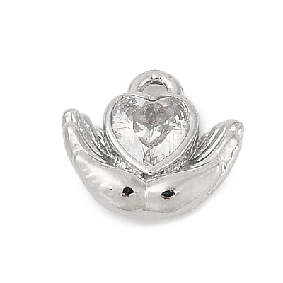 Brass Micro Pave Cubic Zirconia Charms ZIRC-P122-01A-P01-1