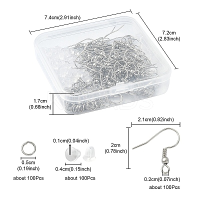 100Pcs 304 Stainless Steel French Hooks with Coil and Ball STAS-YW0001-59-1