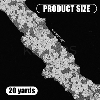 2Yards Polyester Flower Embroidery Lace Trim with Glass Beads OCOR-AR0001-98-1