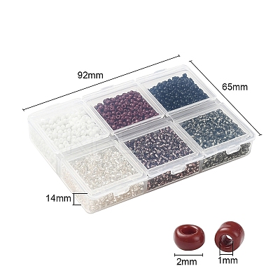 4500Pcs 6 Style 12/0 Glass Seed Beads SEED-YW0001-27E-1