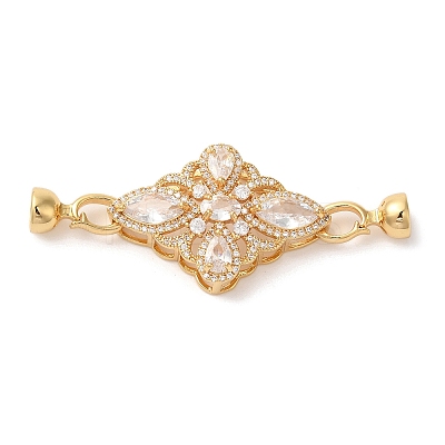 Brass Micro Pave Clear Cubic Zirconia Fold Over Clasps KK-A227-03G-1