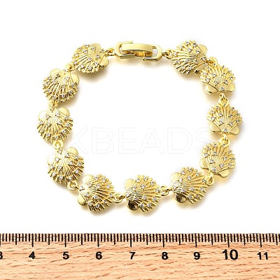 Summer Beach Brass Micro Pave Clear Cubic Zirconia Shell Shape Link Chain Bracelets BJEW-C118-02B-G-1