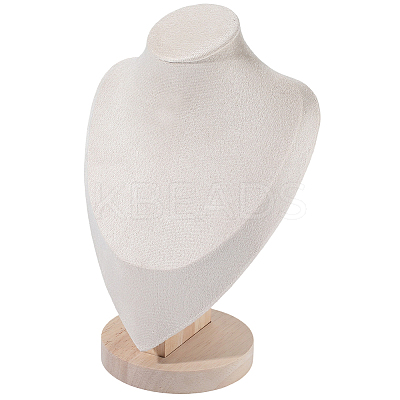 Bust Shaped Beech Covered with Velvet Necklace Display Stands NDIS-WH20010-02B-1