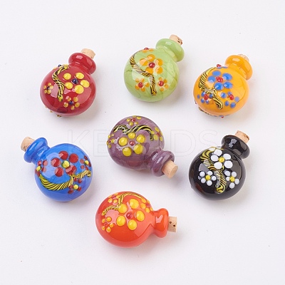 Handmade Bumpy Lampwork Perfume Bottle Pendants LAMP-P044-D-1
