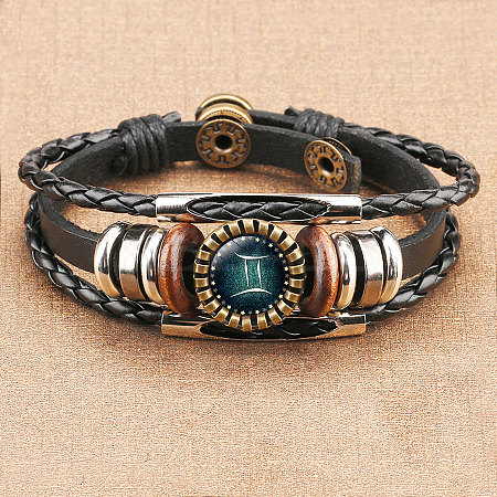 12 Constellations PU Leather Multi-strand Bracelets WGFD09F-03-1