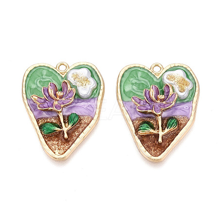 Rack Plating Alloy Enamel and ABS Imitation Pearl and Glitter Powder Pendants ENAM-T091-63A-1