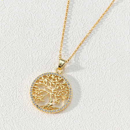 18K Gold Plated Tree of Life Pendant Necklace ST3543634-1