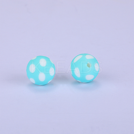 Printed Round Silicone Focal Beads SI-JX0056A-45-1