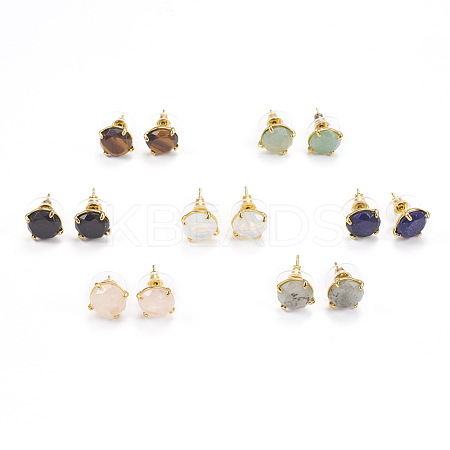 Natural & Synthetic Gemstone Stud Earrings EJEW-L196-05-1