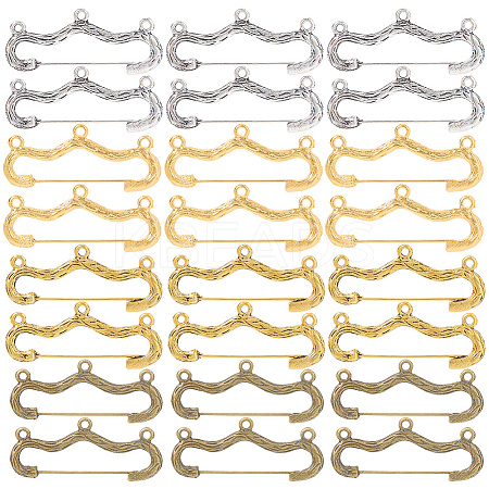 32Pcs 4 Colors Alloy Brooch Findings FIND-SC0014-87-1