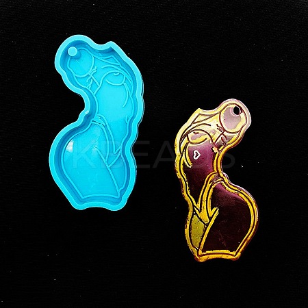 Mother's Day Girl Silicone Pendant Molds LS-AJEW-M221-02B-1