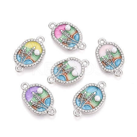 Alloy Crystal Rhinestone and ABS Imitation Pearl Connector Charms PALLOY-T092-07P-1