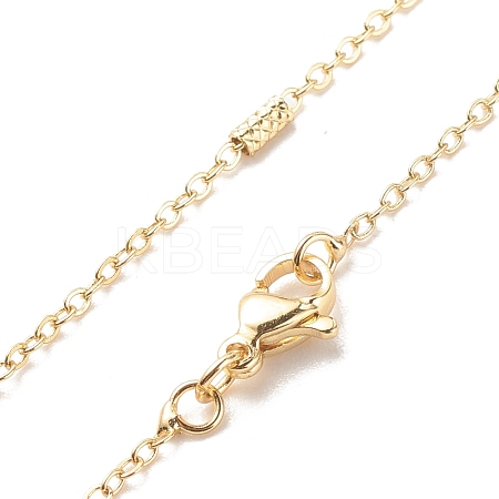 Brass Column Link and Cable Chains Necklace for Women NJEW-P265-31G-1