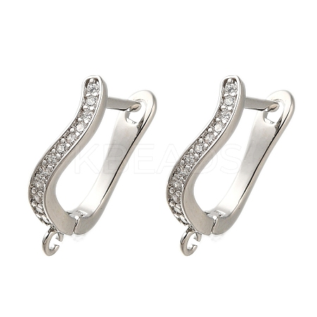 Rack Plating Brass Micro Pave Cubic Zirconia Hoop Earring Findings EJEW-H143-09P-1
