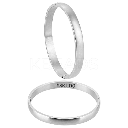 2Pcs 304 Stainless Steel Plain Bangles BJEW-UN0001-50-1