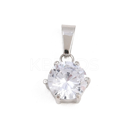 304 Stainless Steel Pave Cubic Zirconia Pendants STAS-B086-12P-01-1