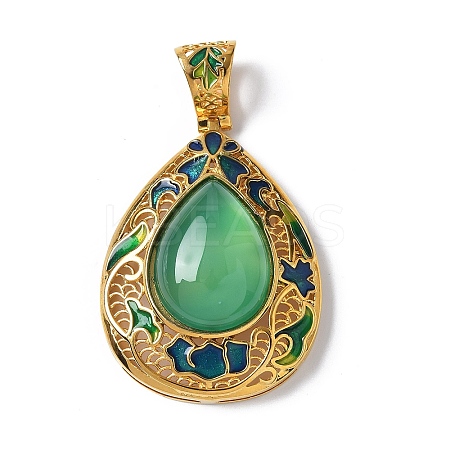 Natural Green Onyx Agate(Dyed & Heated) Teardrop Pendants KK-K399-18D-03-1
