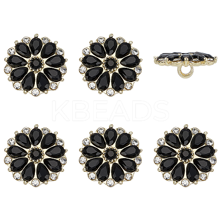 6Pcs Alloy Rhinestone Buttons BUTT-FG0001-58B-1