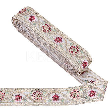 Polyester Flower Embroidery Lace Trim OCOR-WH0090-93-1